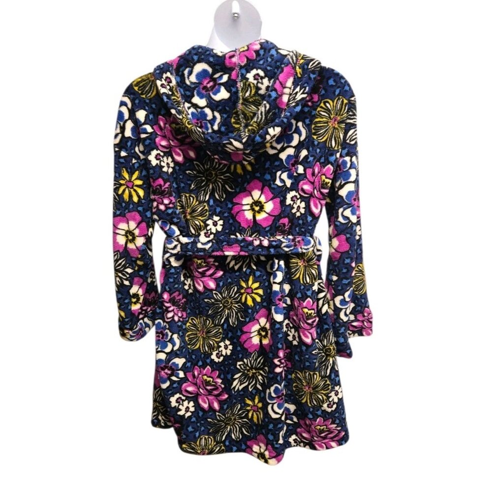 Vera Bradley Womens L/XL African Violet Hooded Fleece Robe Tie Belt Pockets - Picture 2 of 7